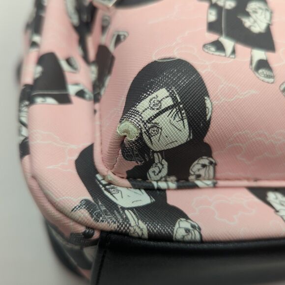Bioworld Naruto Shippuden Itachi Akatsuki Mini Backpack Pink Faux Leather AOP